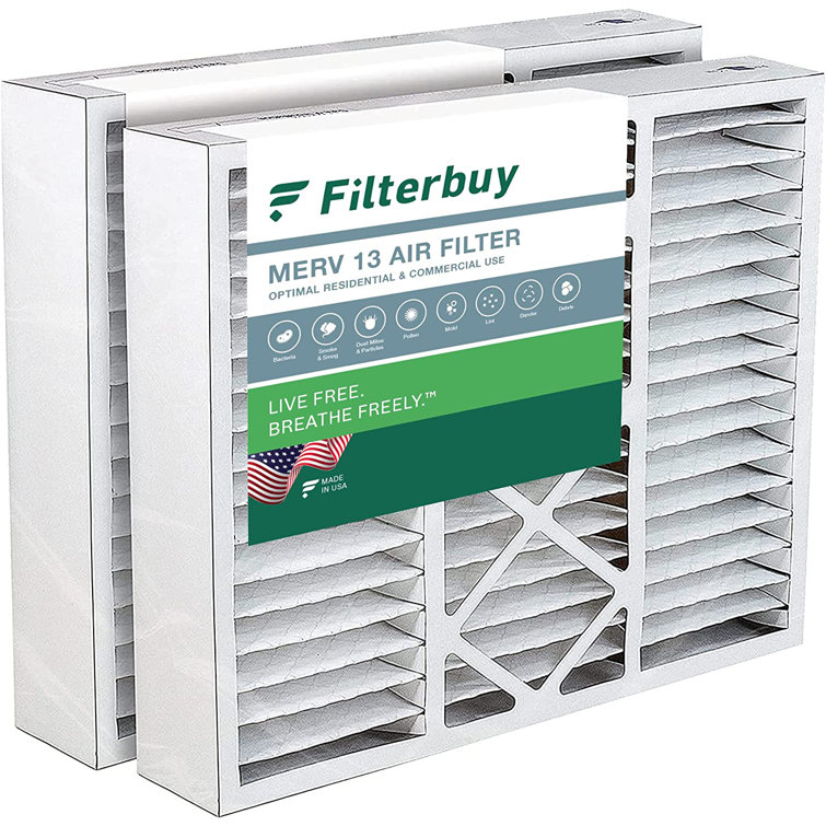 Filterbuy 20 x 25 x 5 Air Filter MERV 13 Pleated HVAC AC Furnace